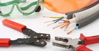 Electrical wiring repair with professional tools and safety equipment in Fort Mill, SC