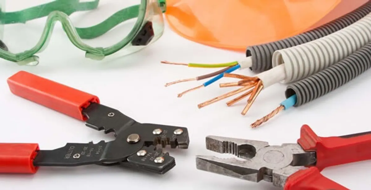 Electrical wiring repair with professional tools and safety equipment in Indian Trail, NC